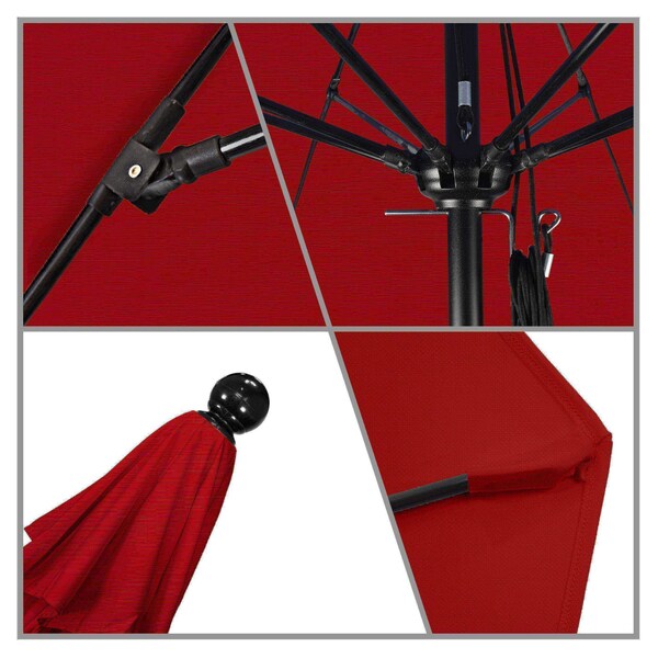 11' Black Aluminum Market Patio Umbrella, Pacifica Red